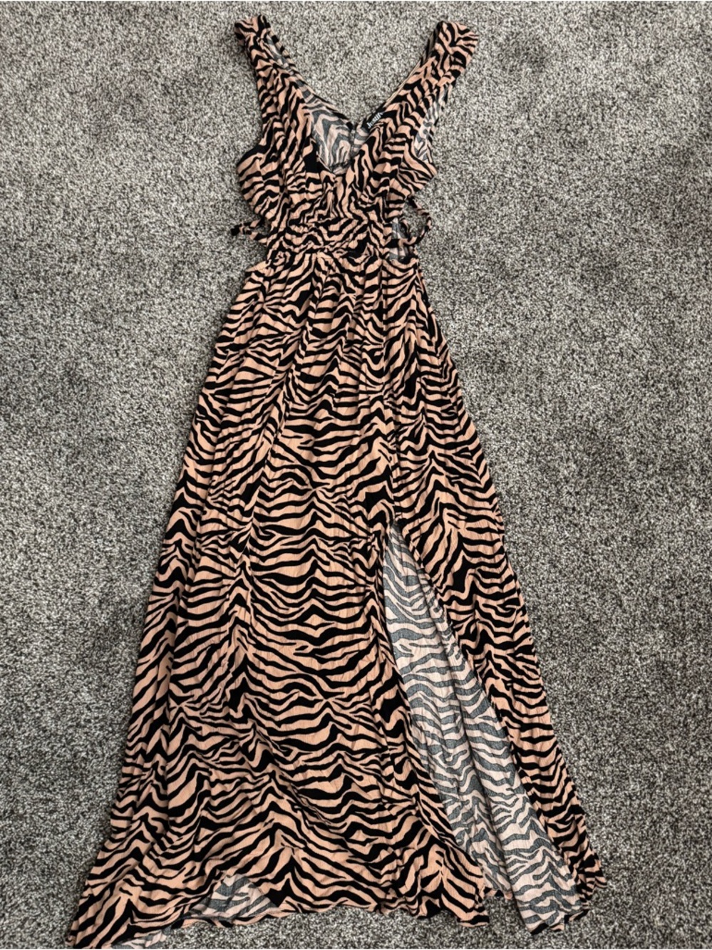 Justify Black and Blush Zebra-Print Maxi Dress